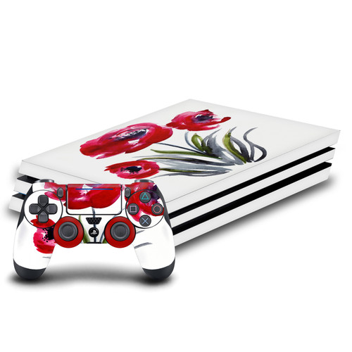 Mai Autumn Art Mix Red Flowers Vinyl Sticker Skin Decal Cover for Sony PS4 Pro Bundle