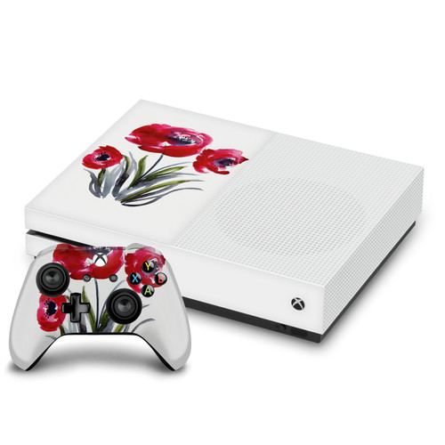 Mai Autumn Art Mix Red Flowers Vinyl Sticker Skin Decal Cover for Microsoft One S Console & Controller