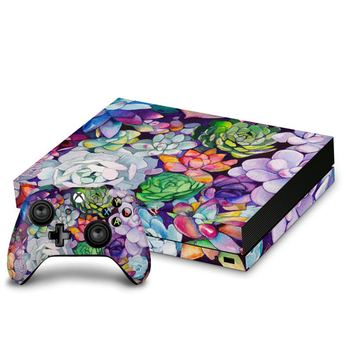 Mai Autumn Art Mix Succulent Vinyl Sticker Skin Decal Cover for Microsoft Xbox One X Bundle