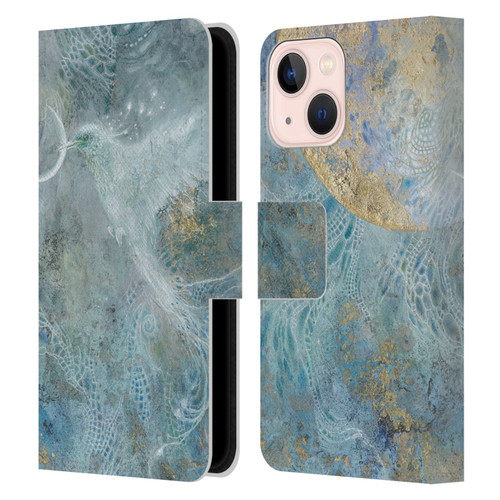 Stephanie Law Birds Silvers Of The Moon Leather Book Wallet Case Cover For Apple iPhone 13 Mini