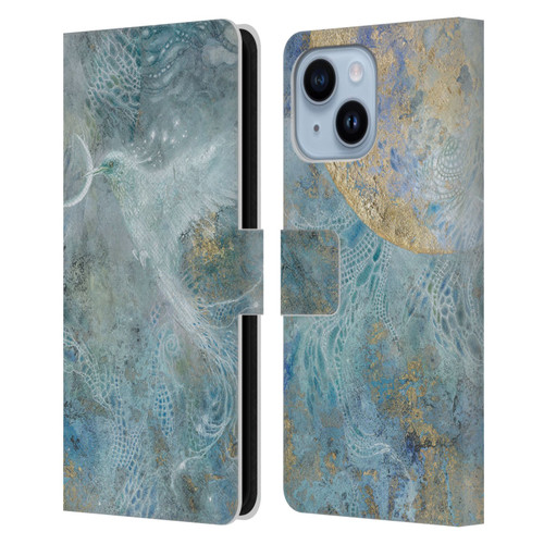 Stephanie Law Birds Silvers Of The Moon Leather Book Wallet Case Cover For Apple iPhone 14 Plus