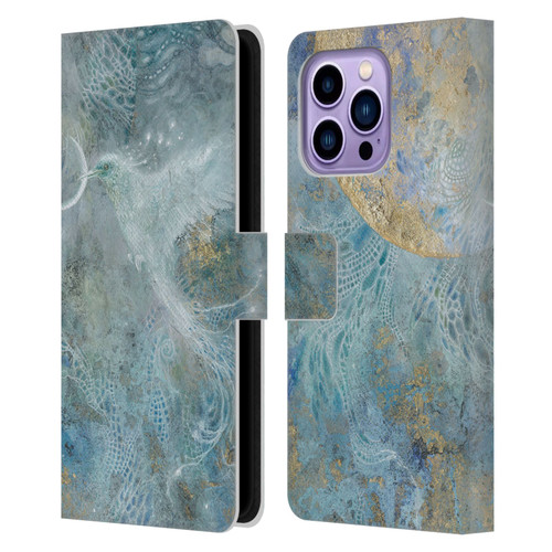 Stephanie Law Birds Silvers Of The Moon Leather Book Wallet Case Cover For Apple iPhone 14 Pro Max