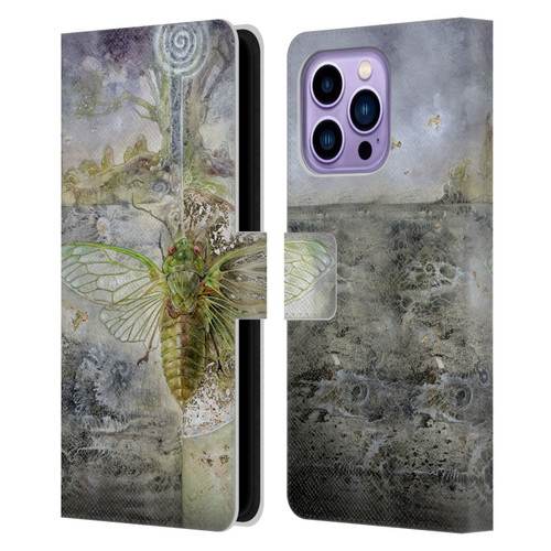 Stephanie Law Immortal Ephemera Cicada Leather Book Wallet Case Cover For Apple iPhone 14 Pro Max