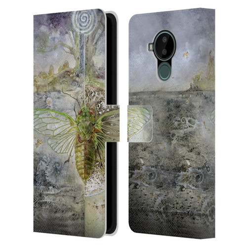 Stephanie Law Immortal Ephemera Cicada Leather Book Wallet Case Cover For Nokia C30