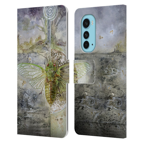 Stephanie Law Immortal Ephemera Cicada Leather Book Wallet Case Cover For Motorola Edge (2022)