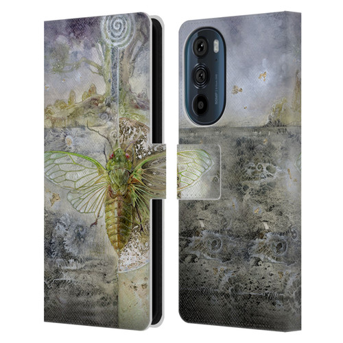 Stephanie Law Immortal Ephemera Cicada Leather Book Wallet Case Cover For Motorola Edge 30