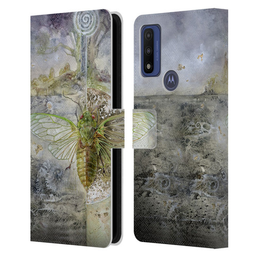 Stephanie Law Immortal Ephemera Cicada Leather Book Wallet Case Cover For Motorola G Pure