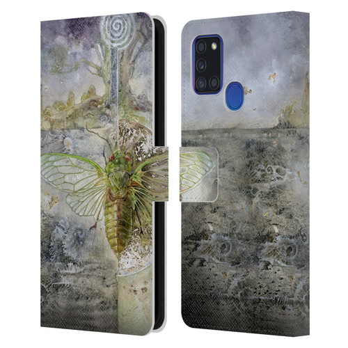 Stephanie Law Immortal Ephemera Cicada Leather Book Wallet Case Cover For Samsung Galaxy A21s (2020)