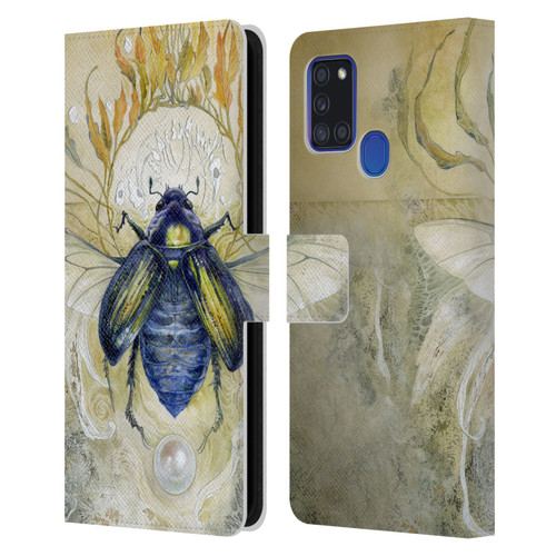 Stephanie Law Immortal Ephemera Scarab Leather Book Wallet Case Cover For Samsung Galaxy A21s (2020)