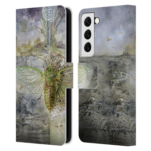 Stephanie Law Immortal Ephemera Cicada Leather Book Wallet Case Cover For Samsung Galaxy S22 5G