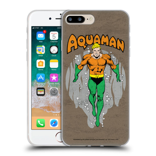 Aquaman DC Comics Fast Fashion Classic Distressed Look Soft Gel Case for Apple iPhone 7 Plus / iPhone 8 Plus
