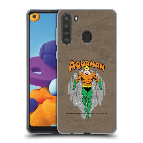 Aquaman DC Comics Fast Fashion Classic Distressed Look Soft Gel Case for Samsung Galaxy A21 (2020)