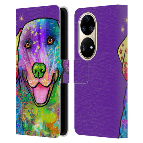 Duirwaigh Animals Golden Retriever Dog Leather Book Wallet Case Cover For Huawei P50 Pro