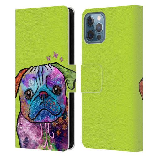 Duirwaigh Animals Pug Dog Leather Book Wallet Case Cover For Apple iPhone 12 / iPhone 12 Pro