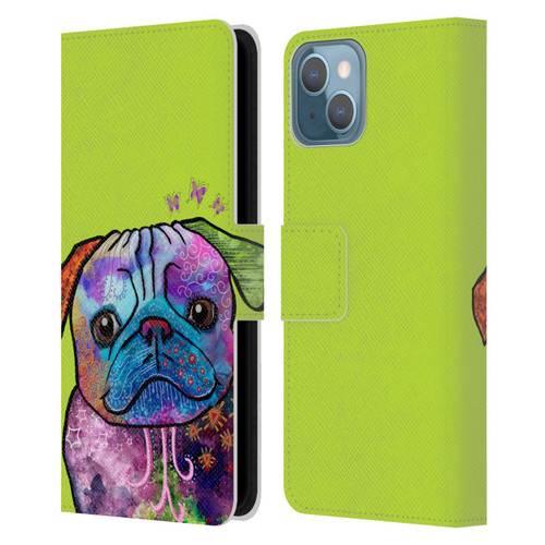 Duirwaigh Animals Pug Dog Leather Book Wallet Case Cover For Apple iPhone 13