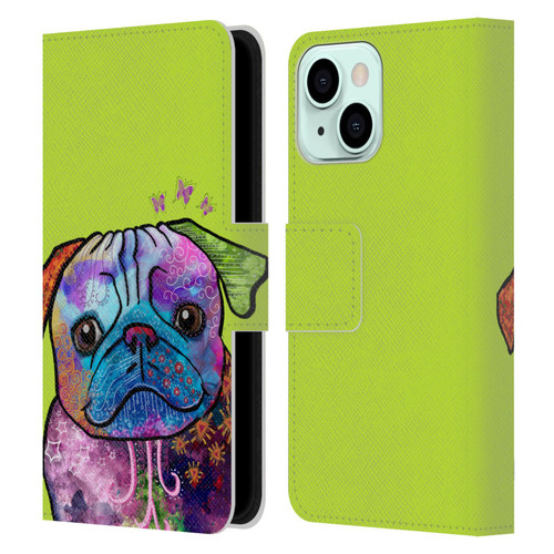 Duirwaigh Animals Pug Dog Leather Book Wallet Case Cover For Apple iPhone 13 Mini
