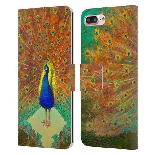 Duirwaigh Animals Peacock Leather Book Wallet Case Cover For Apple iPhone 7 Plus / iPhone 8 Plus