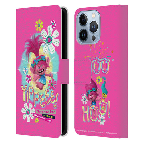 Trolls Graphics Princess Poppy Leather Book Wallet Case Cover For Apple iPhone 13 Pro