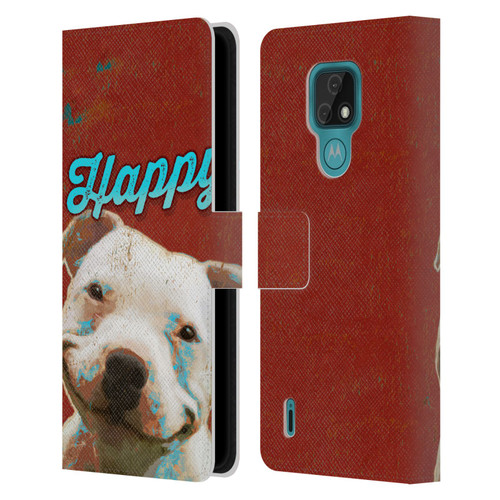 Duirwaigh Animals Pitbull Dog Leather Book Wallet Case Cover For Motorola Moto E7