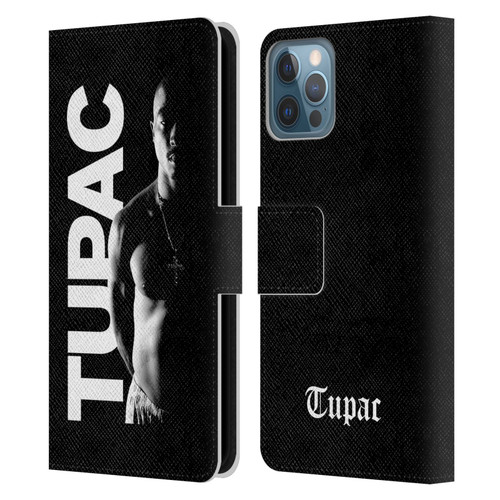 Tupac Shakur Key Art Black And White Leather Book Wallet Case Cover For Apple iPhone 12 / iPhone 12 Pro