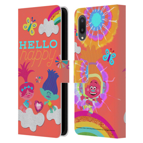 Trolls Graphics Poppy Branch Rainbow Leather Book Wallet Case Cover For Samsung Galaxy A02/M02 (2021)