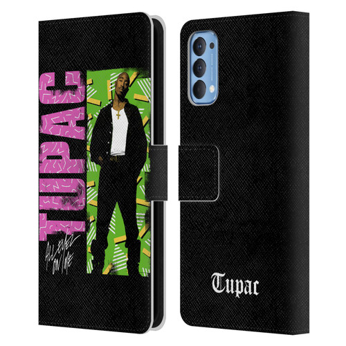 Tupac Shakur Key Art Distressed Look Leather Book Wallet Case Cover For OPPO Reno 4 5G