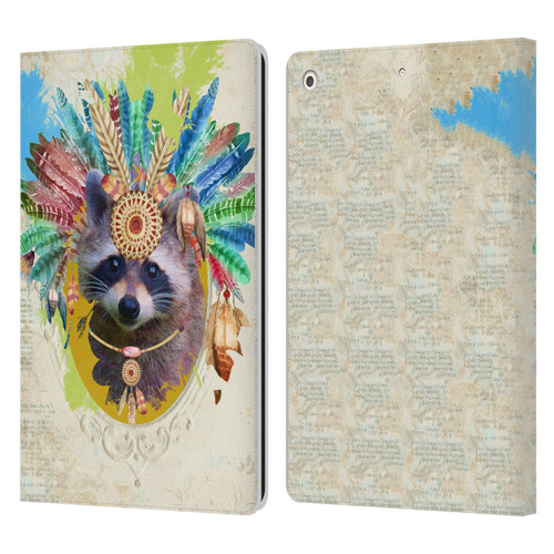 Duirwaigh Boho Animals Raccoon Leather Book Wallet Case Cover For Apple iPad 10.2 2019/2020/2021