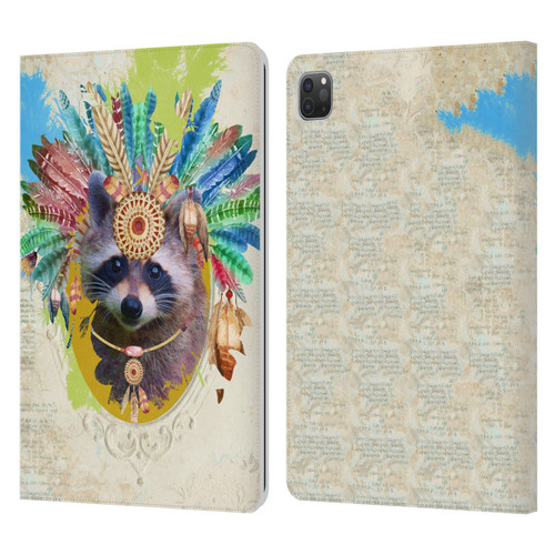 Duirwaigh Boho Animals Raccoon Leather Book Wallet Case Cover For Apple iPad Pro 11 2020 / 2021 / 2022
