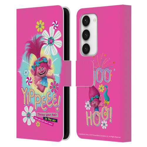 Trolls Graphics Princess Poppy Leather Book Wallet Case Cover For Samsung Galaxy S23 5G