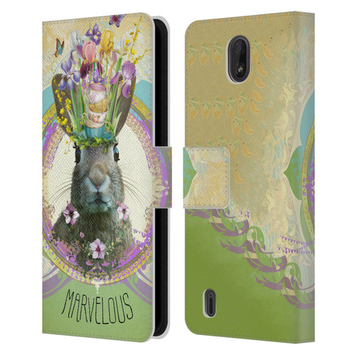 Duirwaigh Boho Animals Rabbit Leather Book Wallet Case Cover For Nokia C01 Plus/C1 2nd Edition