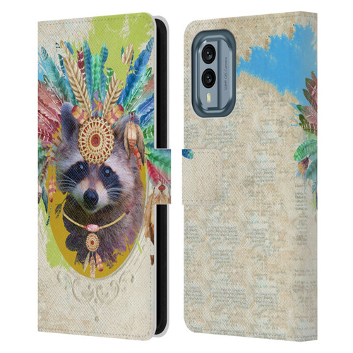 Duirwaigh Boho Animals Raccoon Leather Book Wallet Case Cover For Nokia X30