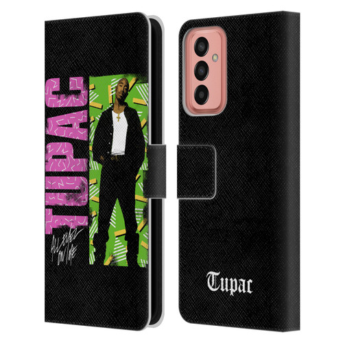 Tupac Shakur Key Art Distressed Look Leather Book Wallet Case Cover For Samsung Galaxy M13 (2022)