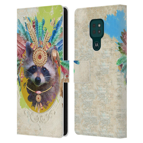 Duirwaigh Boho Animals Raccoon Leather Book Wallet Case Cover For Motorola Moto G9 Play