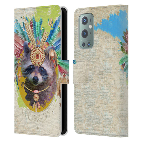 Duirwaigh Boho Animals Raccoon Leather Book Wallet Case Cover For OnePlus 9