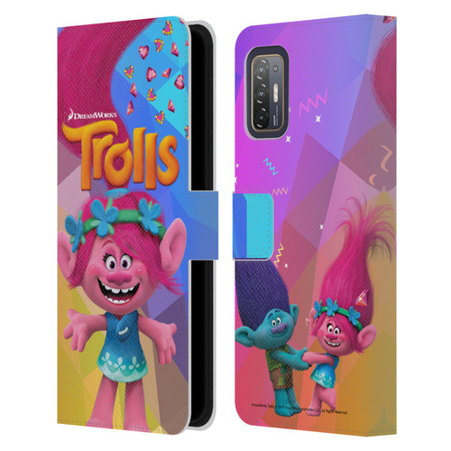 Trolls Snack Pack Poppy Leather Book Wallet Case Cover For HTC Desire 21 Pro 5G