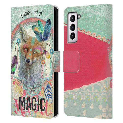 Duirwaigh Boho Animals Fox Leather Book Wallet Case Cover For Samsung Galaxy S21 5G