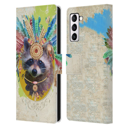 Duirwaigh Boho Animals Raccoon Leather Book Wallet Case Cover For Samsung Galaxy S21+ 5G