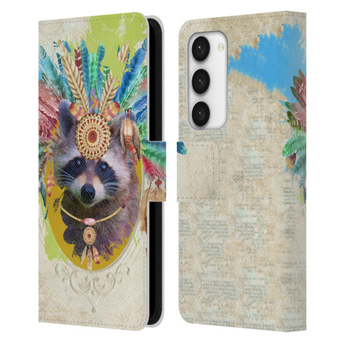 Duirwaigh Boho Animals Raccoon Leather Book Wallet Case Cover For Samsung Galaxy S23 5G