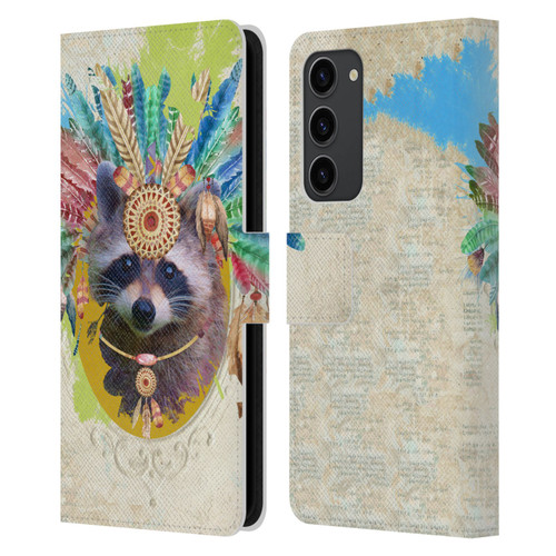 Duirwaigh Boho Animals Raccoon Leather Book Wallet Case Cover For Samsung Galaxy S23+ 5G