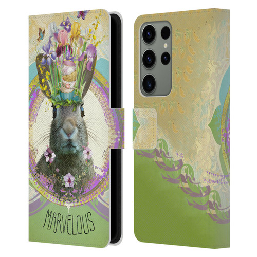 Duirwaigh Boho Animals Rabbit Leather Book Wallet Case Cover For Samsung Galaxy S23 Ultra 5G