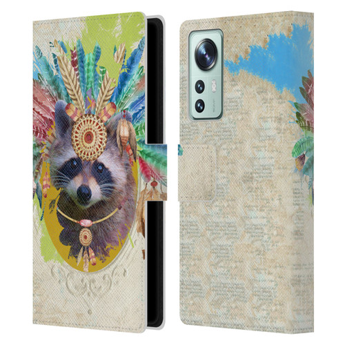 Duirwaigh Boho Animals Raccoon Leather Book Wallet Case Cover For Xiaomi 12