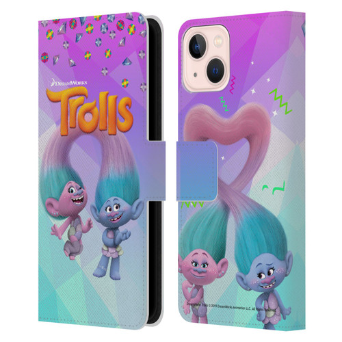 Trolls Snack Pack Satin & Chenille Leather Book Wallet Case Cover For Apple iPhone 13