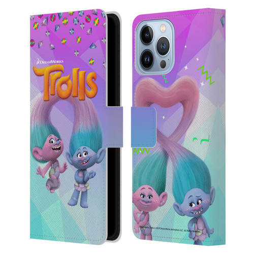 Trolls Snack Pack Satin & Chenille Leather Book Wallet Case Cover For Apple iPhone 13 Pro Max