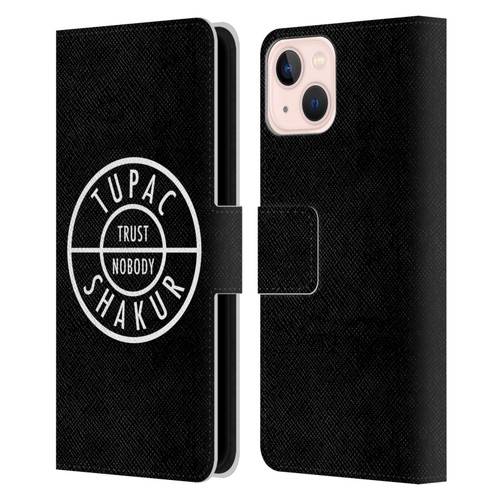 Tupac Shakur Logos Trust Nobody Leather Book Wallet Case Cover For Apple iPhone 13