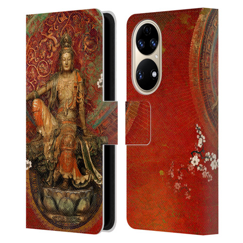 Duirwaigh God Quan Yin Leather Book Wallet Case Cover For Huawei P50