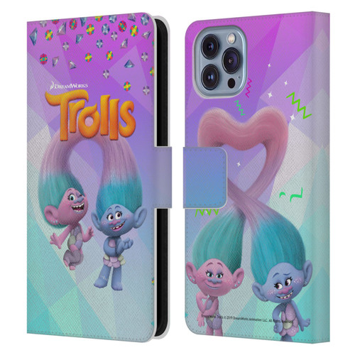 Trolls Snack Pack Satin & Chenille Leather Book Wallet Case Cover For Apple iPhone 14