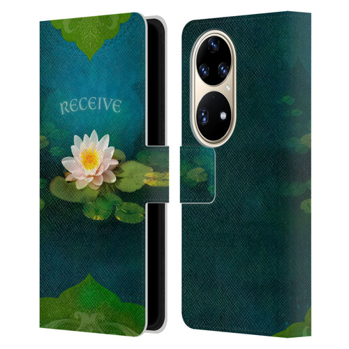 Duirwaigh God Receive Lotus Leather Book Wallet Case Cover For Huawei P50 Pro