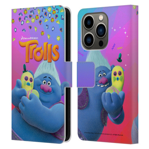 Trolls Snack Pack Biggie & Mr. Dinkles Leather Book Wallet Case Cover For Apple iPhone 14 Pro