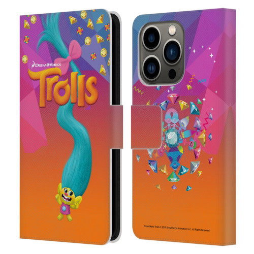 Trolls Snack Pack Smidge Leather Book Wallet Case Cover For Apple iPhone 14 Pro