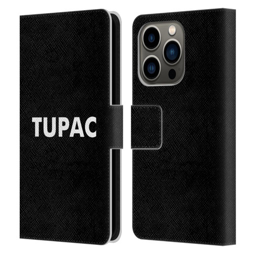 Tupac Shakur Logos Sans Serif Leather Book Wallet Case Cover For Apple iPhone 14 Pro